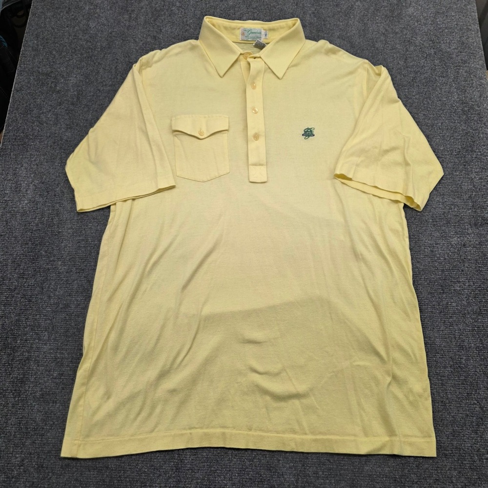 The Greenbrier Mens XL Yellow Lisle Cotton Polo Shirt Short Sleeve Pocket Logo